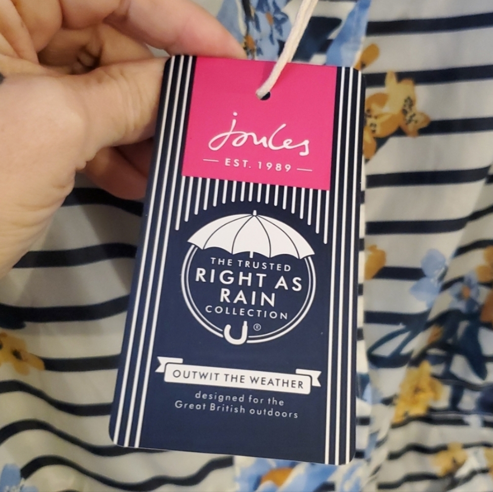 Joules GoLightly Packable Striped Floral Print Raincoat Size 4 NWT'S - Picture 15 of 16